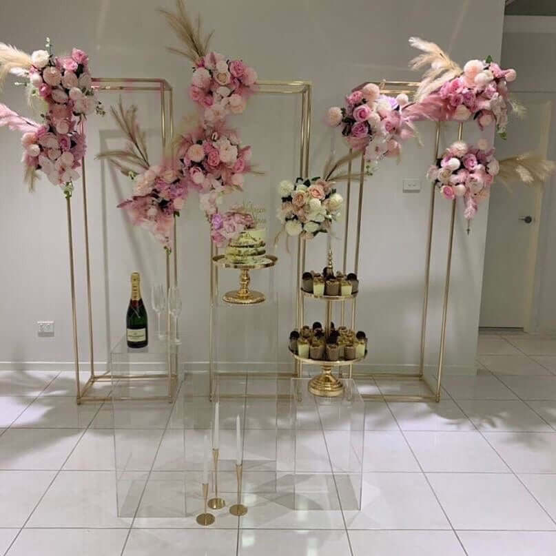 Set of 5 Clear Acrylic Display Boxes, Transparent Pedestal Risers with Interchangeable Lid and Base - 12",16",24",32",40"