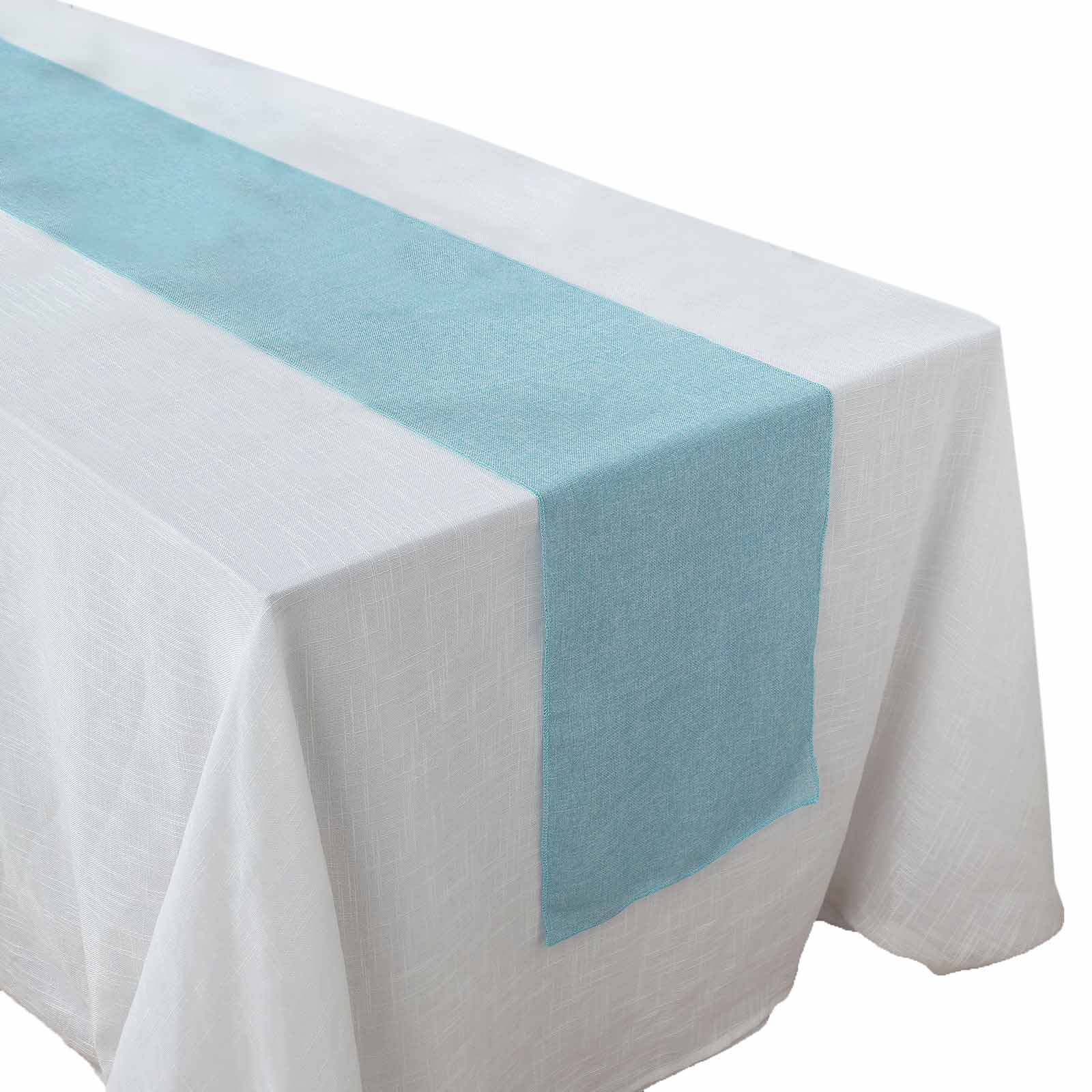 14"x108" Turquoise Boho Chic Rustic Faux Burlap Cloth Table Runner