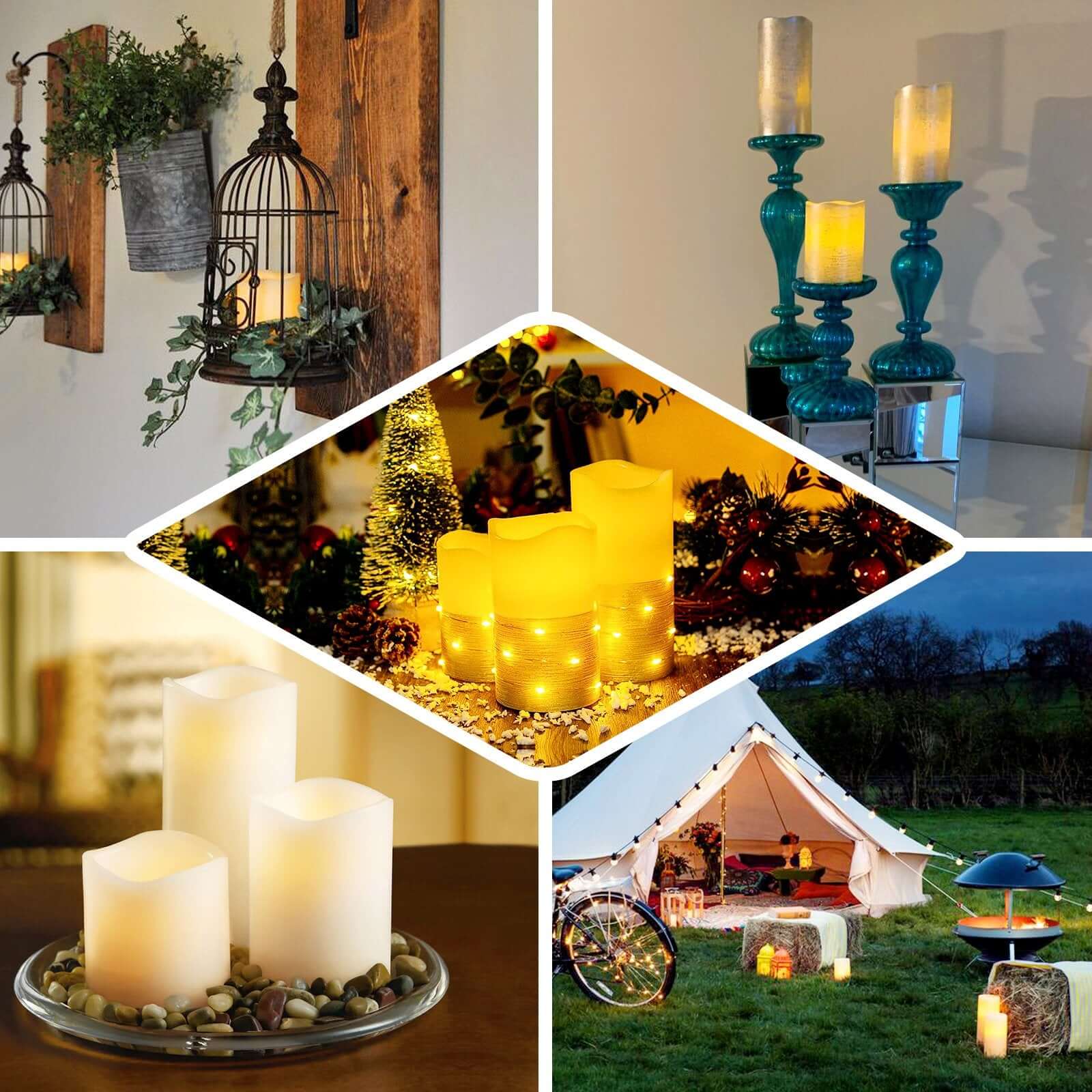 Set of 3 LED Flameless Pillar Candles Remote Operated Metallic Gold - Battery Powered 4", 6", 8"