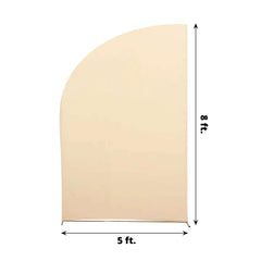 8ft Beige Spandex Fitted Wedding Arch Cover For Half Moon Top Chiara Backdrop Stand