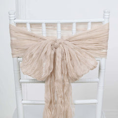 5 Pack Cheesecloth Gauze 16"x88" Chair Sashes Nude Beige - Boho Chair Decorations