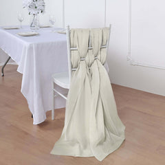 5 Pack Premium Chiffon Chair Sashes Beige - Soft & Lightweight Designer Chair Bows 22"x78"