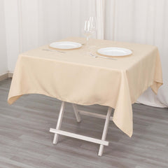 Premium Polyester 54"x54" Square Tablecloth Beige - Stain and Wrinkle-Resistant 220GSM Table Cover