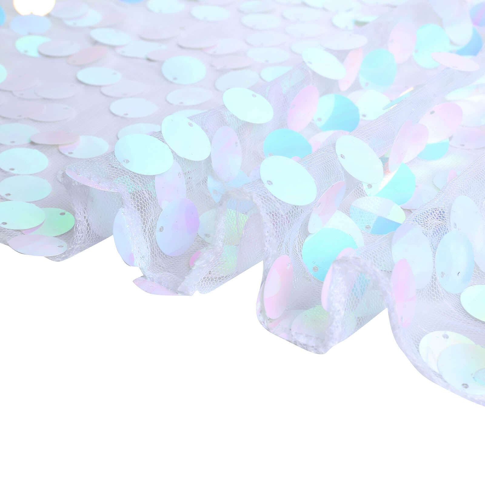 54"x4 Yards Iridescent Blue Big Payette Sequin Fabric Roll, Mesh Sequin DIY Craft Fabric Bolt