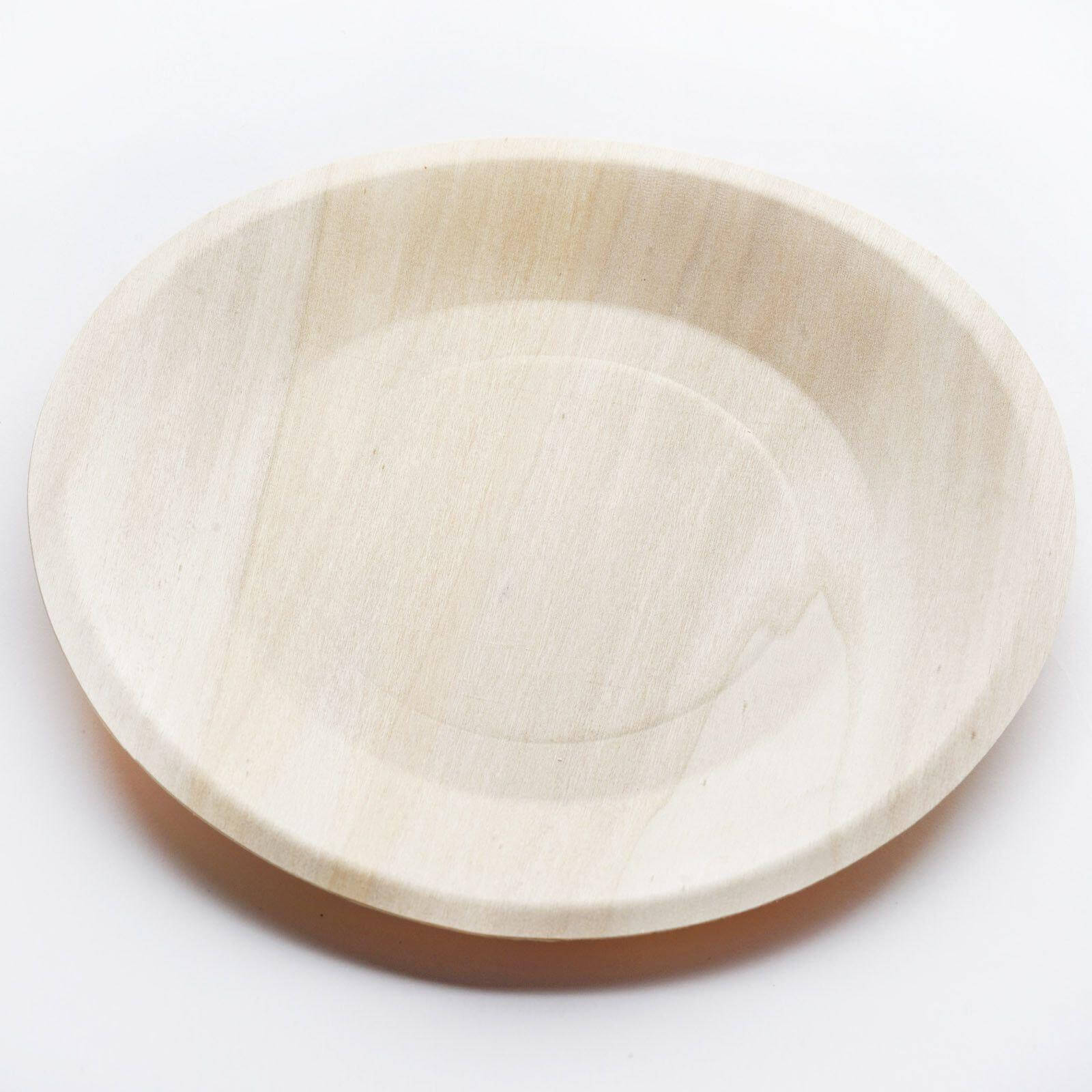 25-Pack Birchwood 9" Round Dinner Plates - Natural Eco Friendly Wooden Disposable Plates for Farmhouse-Style Events, Parties & Gatherings