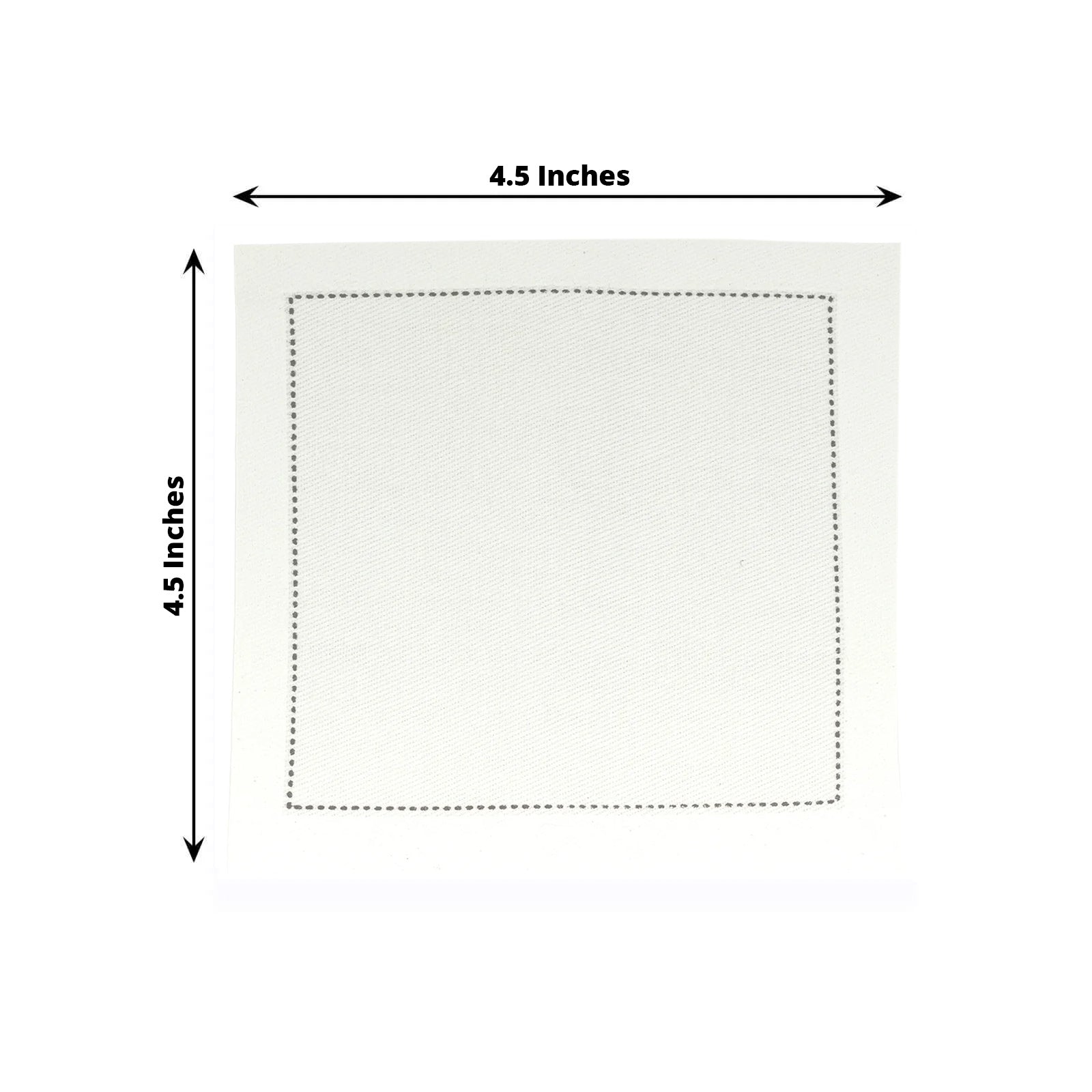 50-Pack Cotton Cocktail Napkins with Black Hemstitched Border White - Disposable 4.5"x4.5" Napkins for Events