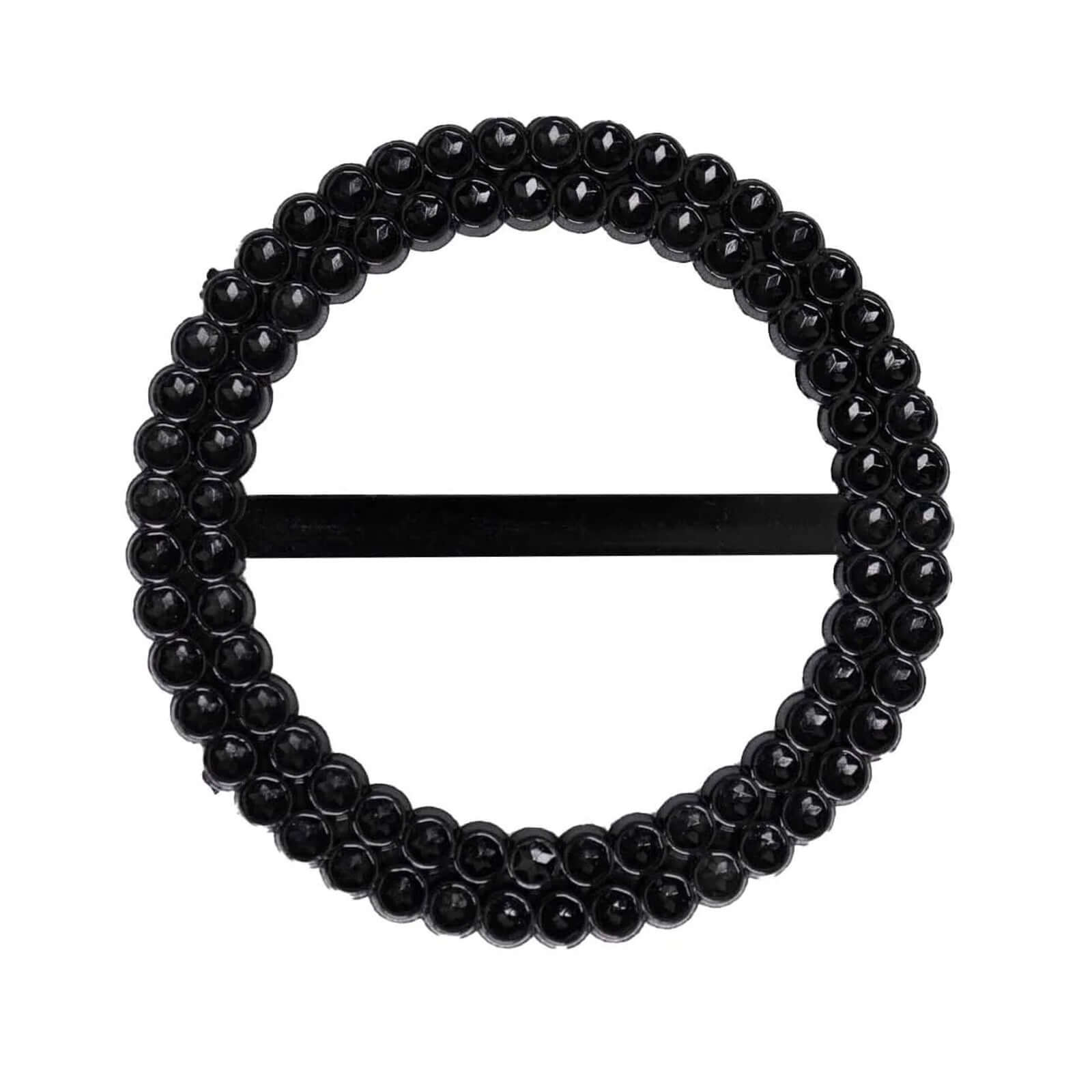 20 Pack Diamond Round Chair Sash Band Buckle Pins Black - Timeless Rhinestone Napkin Rings 2.5"