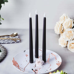3-Pack LED Decorative Lighting Warm Flickering Black - Flameless Taper Candles 11"