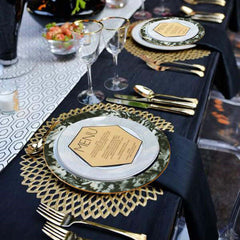 12-Pack Porcelain Dinner Plates White/Black Break Resistant - Durable Microwave Safe Plates with Art Nouveau Rim 11"