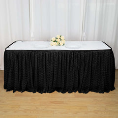 21ft Black Premium Pleated Lace Table Skirt