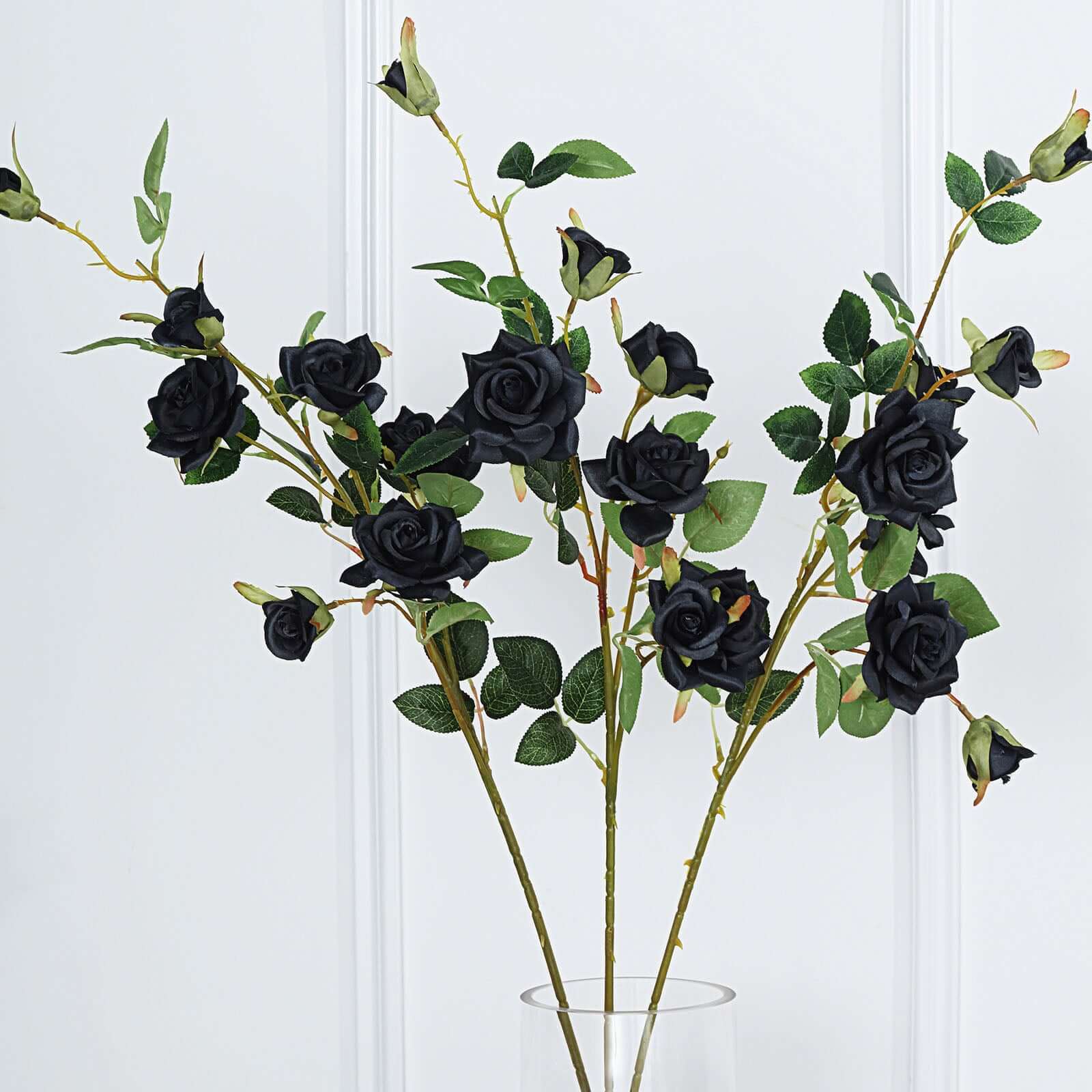 2 Stems 38" Tall Black Artificial Silk Rose Flower Bouquet Bushes