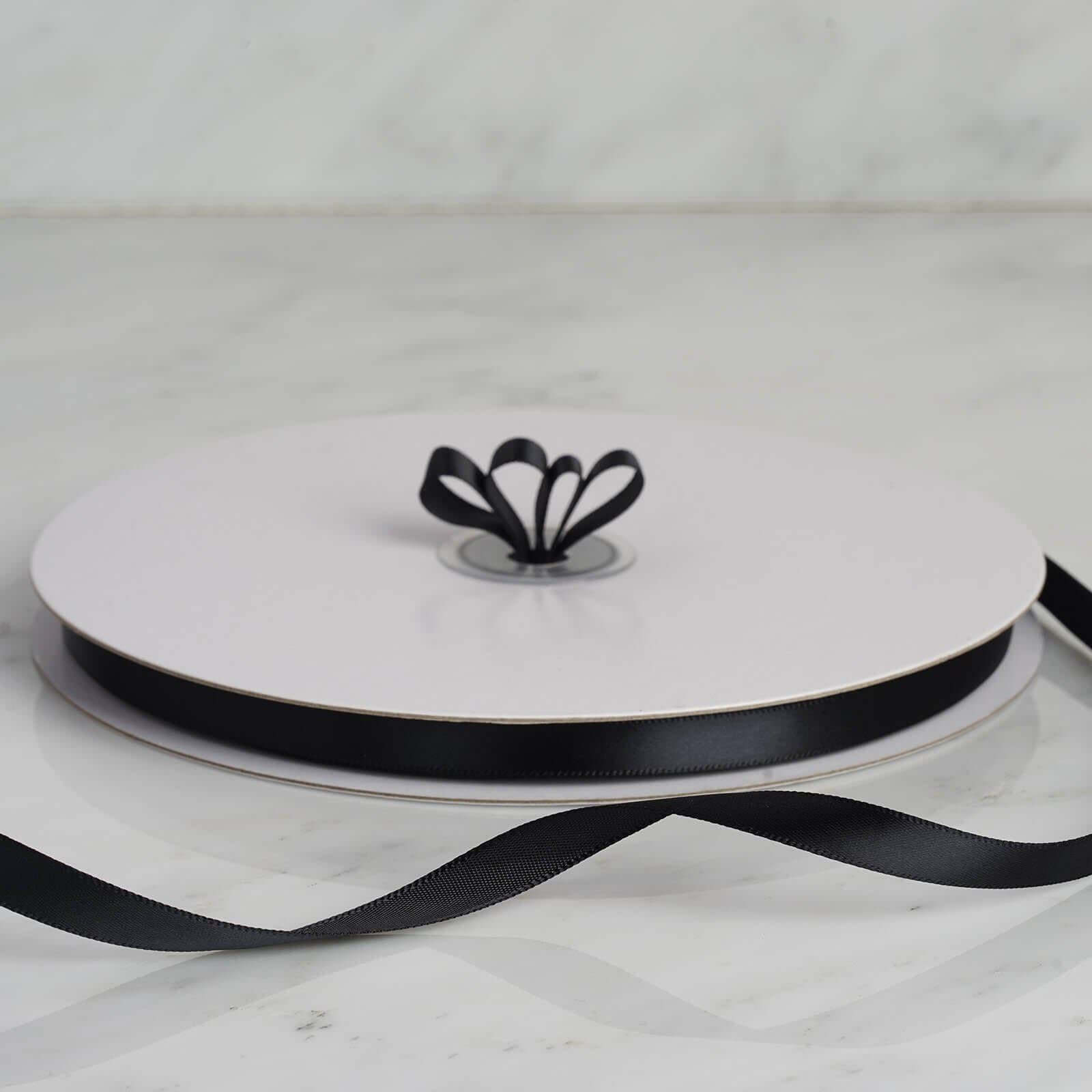 100 Yards 3 8" Black Single Face Decorative Satin Ribbon
