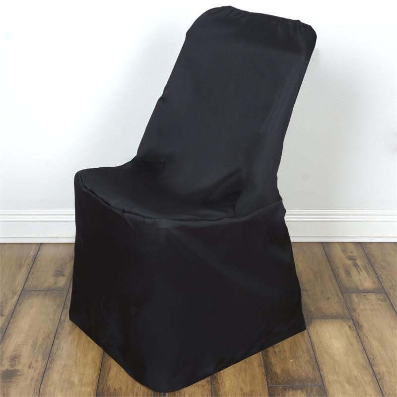 Polyester Chair Cover for Folding Lifetime Chairs Black - Reusable Durable Slip-On Cover
