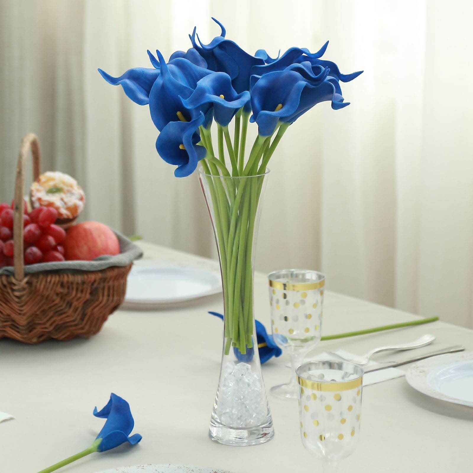20 Stems 14" Royal Blue Artificial Poly Foam Calla Lily Flowers