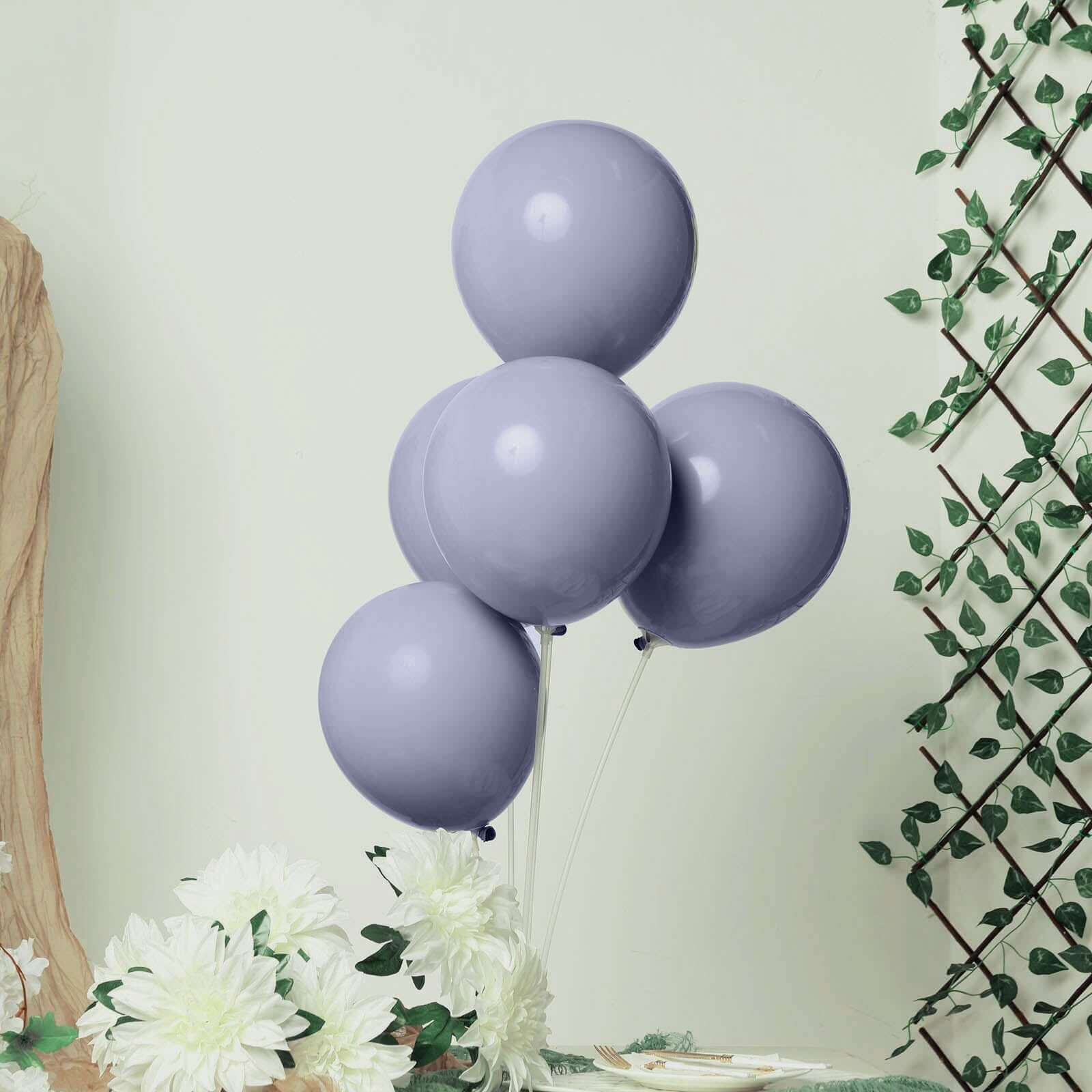 25 Pack 10" Matte Blue Gray Double Stuffed Prepacked Latex Balloons