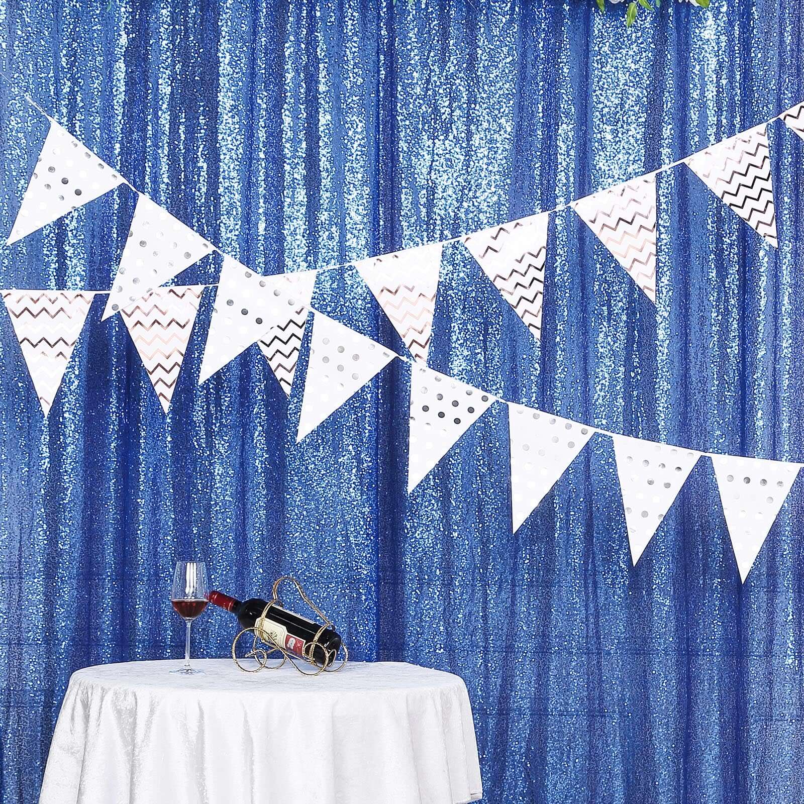 8ftx8ft Royal Blue Sequin Event Curtain Drapes, Backdrop Event Panel