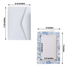 25-Pack Thank You Cards White Blue French Toile Design with Envelopes - Picture Insert Invitation Cards for Parties & Milestones 3.5"x5.5"