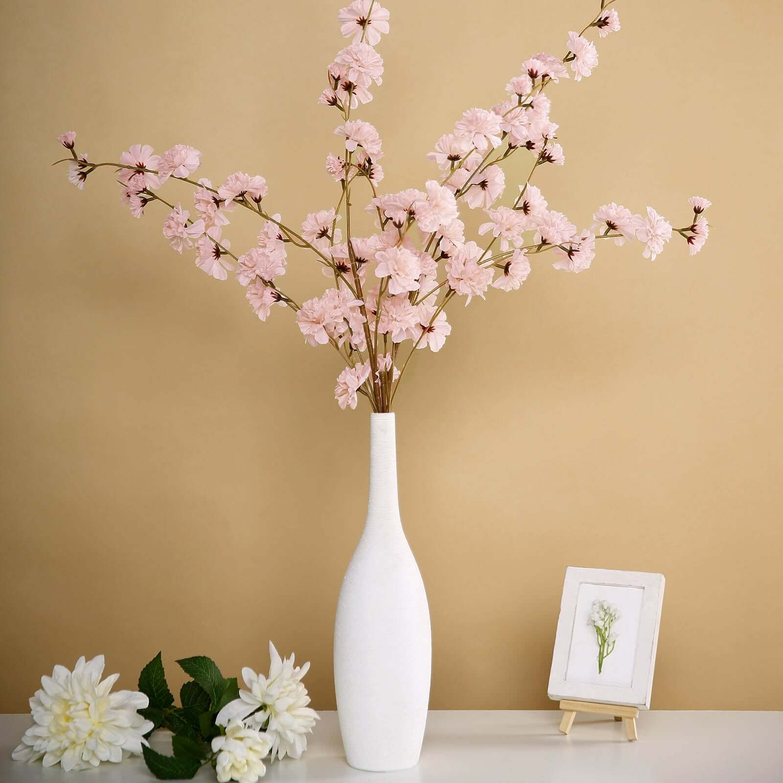 2 Branches 42" Tall Blush Artificial Silk Carnation Flower Stems