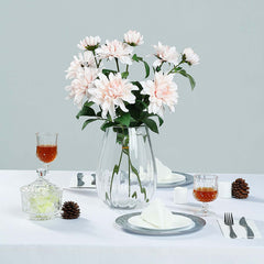 30" Tall Blush Artificial Dahlia Silk Flower Stems, Faux Floral Spray