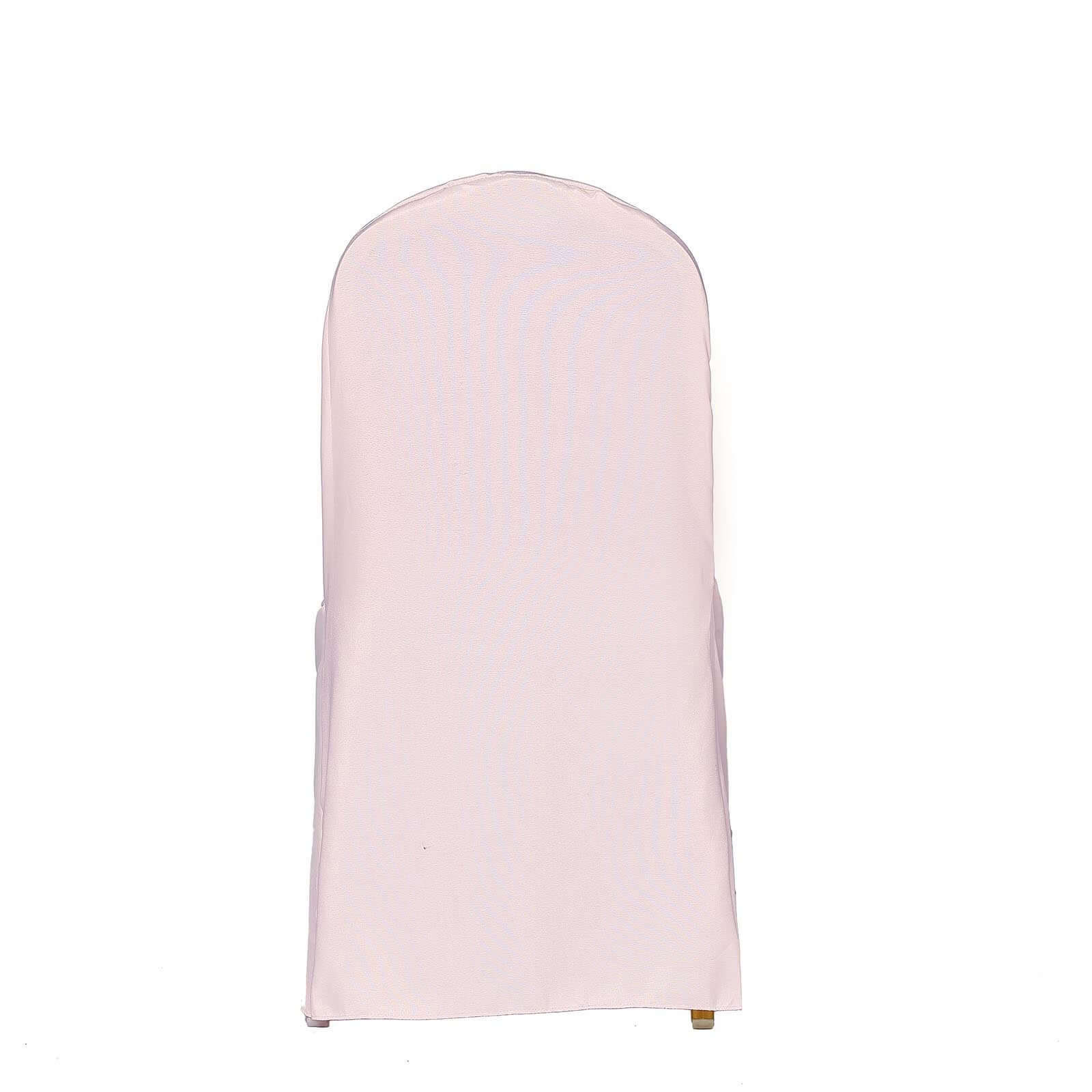 Polyester Slip On Banquet Chair Covers Blush - Stain-Resistant Reusable Durable Fabric