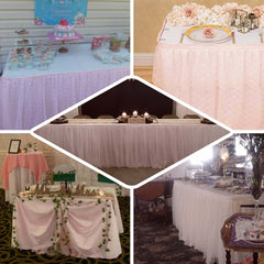 Lace 14ft Table Skirt Blush - Premium Pleated Table Cover