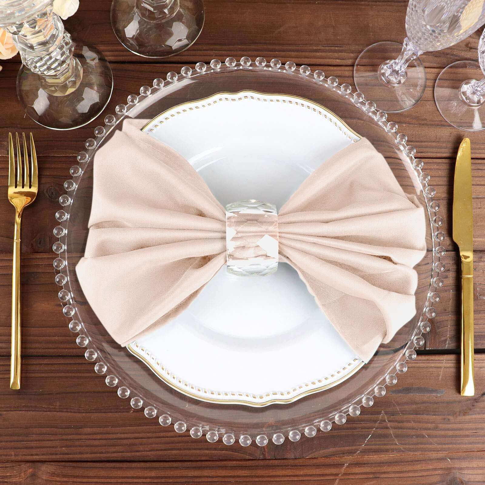 5 Pack Polyester 20"x20" Napkins Blush - Wrinkle Resistant & Easy Care Cloth Napkins