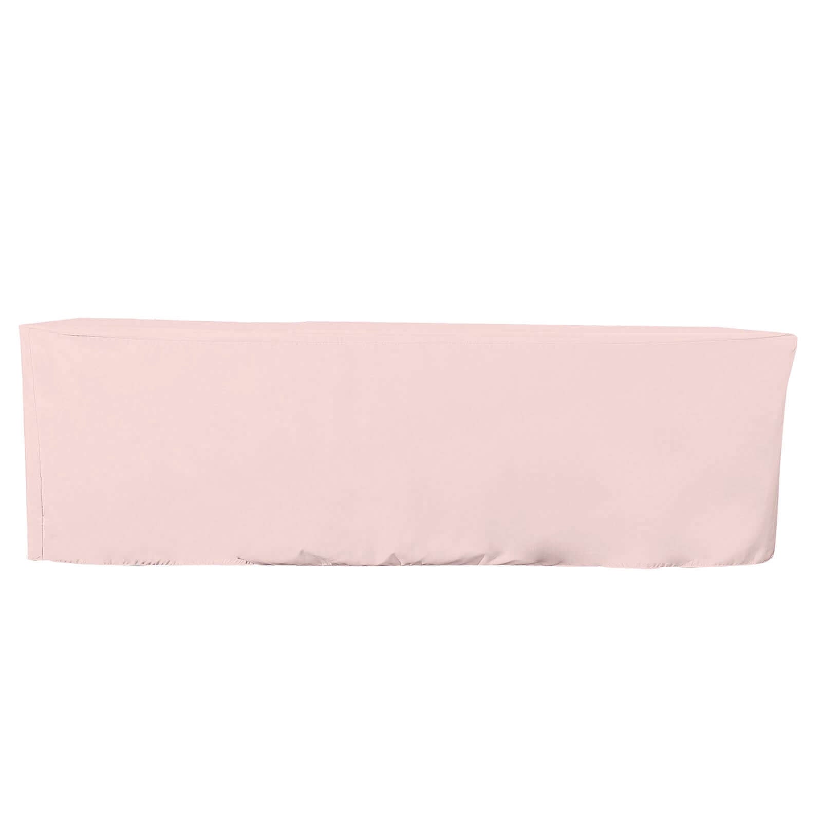 Fitted Polyester 96"x30" Rectangle Tablecloth Blush - Durable and Easy to Maintain Table Cover