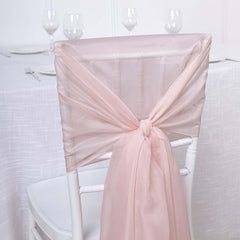 5 Pack Premium Chiffon Chair Sashes Blush - Soft & Lightweight Designer Chair Bows 22"x78"