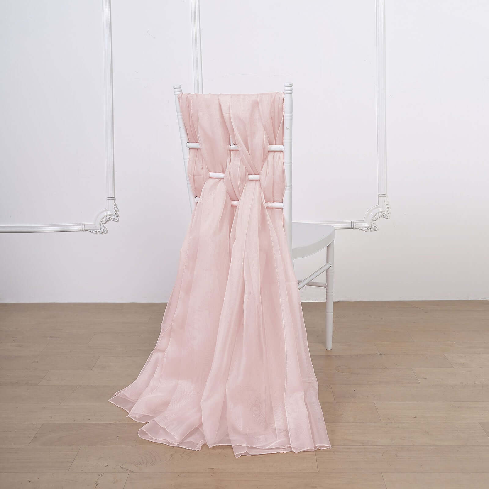 5 Pack Premium Chiffon Chair Sashes Blush - Soft & Lightweight Designer Chair Bows 22"x78"