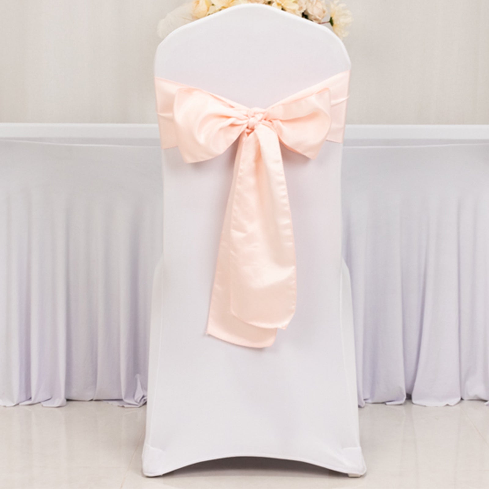 5 Pack Lamour Satin 6"x106" Chair Sashes Blush - Stylish Reusable Decorative Bows