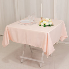 Lamour Satin 54"x54" Table Overlay Square Tablecloth Blush - Durable & Silk-Like Table Cover