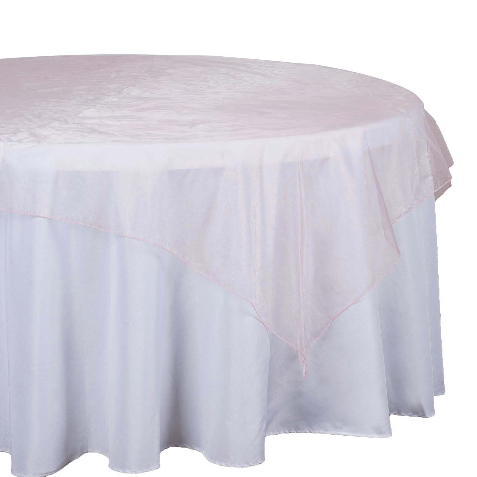 Organza 72"x72" Table Overlay Square Tablecloth Blush - Sheer Table Cover