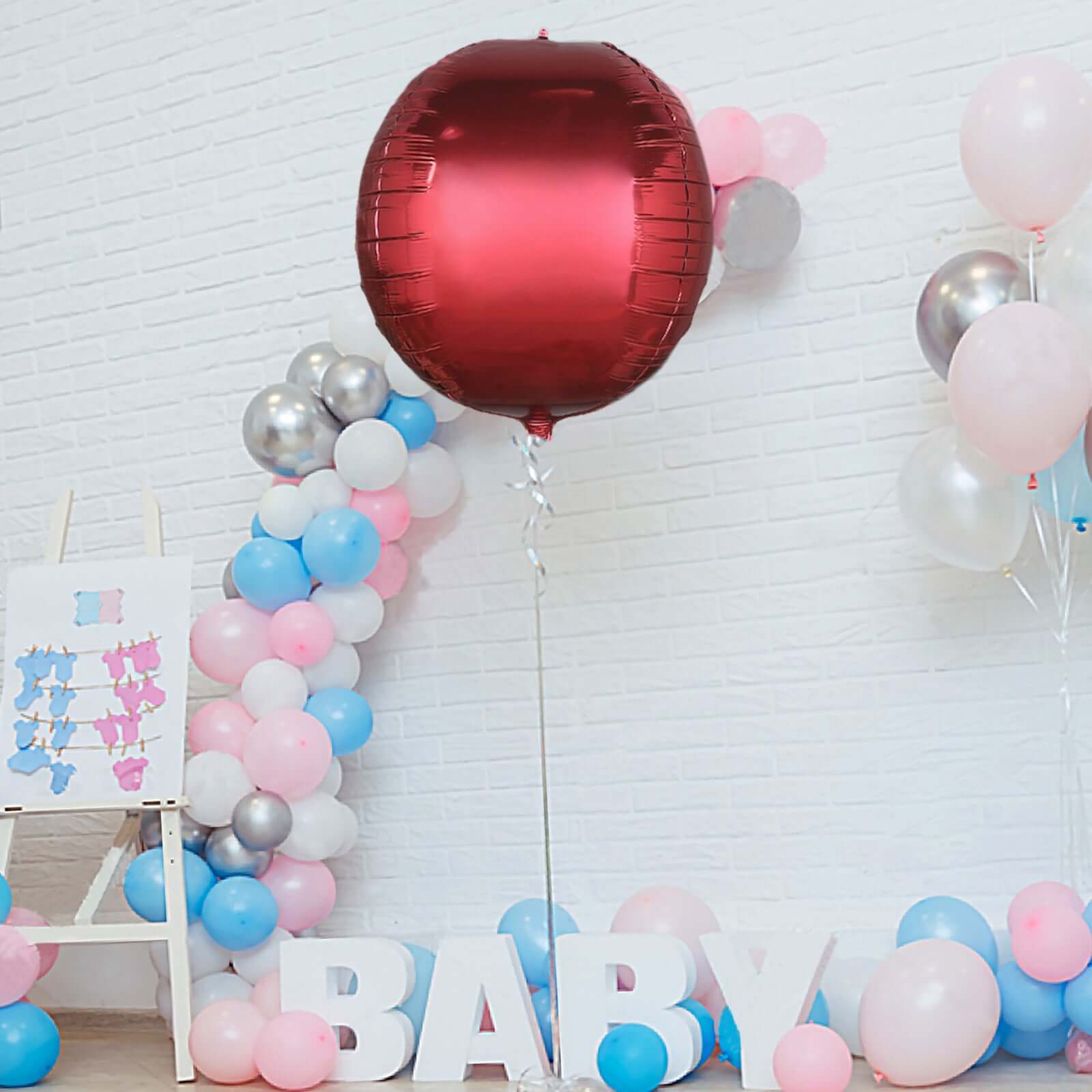 2 Pack 18" 4D Burgundy Sphere Mylar Foil Helium or Air Balloons