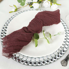 5 Pack Gauze Cheesecloth 24"x19" Napkins Burgundy Reusable Dinner Napkins