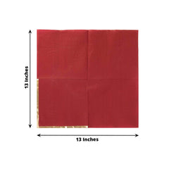 50-Pack Paper Beverage Napkins with Gold Foil Edge Burgundy - Disposable 2 Ply Cocktail Napkins for Events 6.5"x6.5"