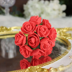 48 Roses 1" Burgundy Real Touch Artificial DIY Foam Rose Flowers With Stem, Craft Rose Buds