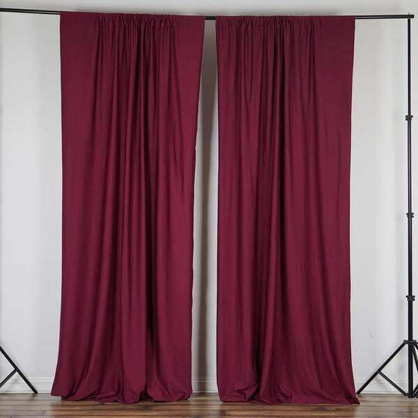 2 Pack Burgundy Scuba Polyester Event Curtain Drapes, Durable Flame Resistant Backdrop Event Panels Wrinkle Free with Rod Pockets - 10ftx10ft