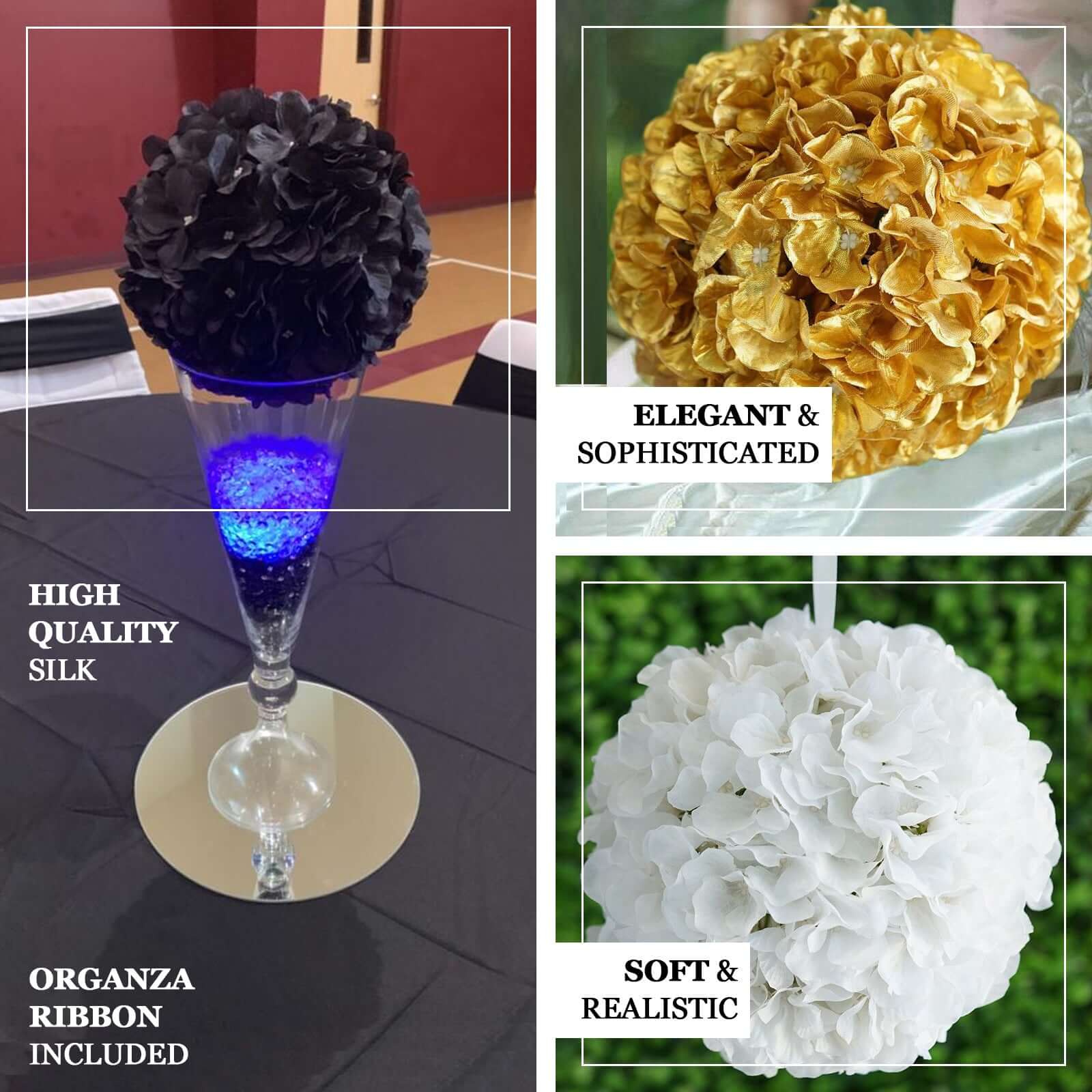 4 Pack 7" Burgundy Artificial Silk Hydrangea Kissing Flower Balls