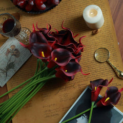 20 Stems 14" Burgundy Artificial Poly Foam Calla Lily Flowers