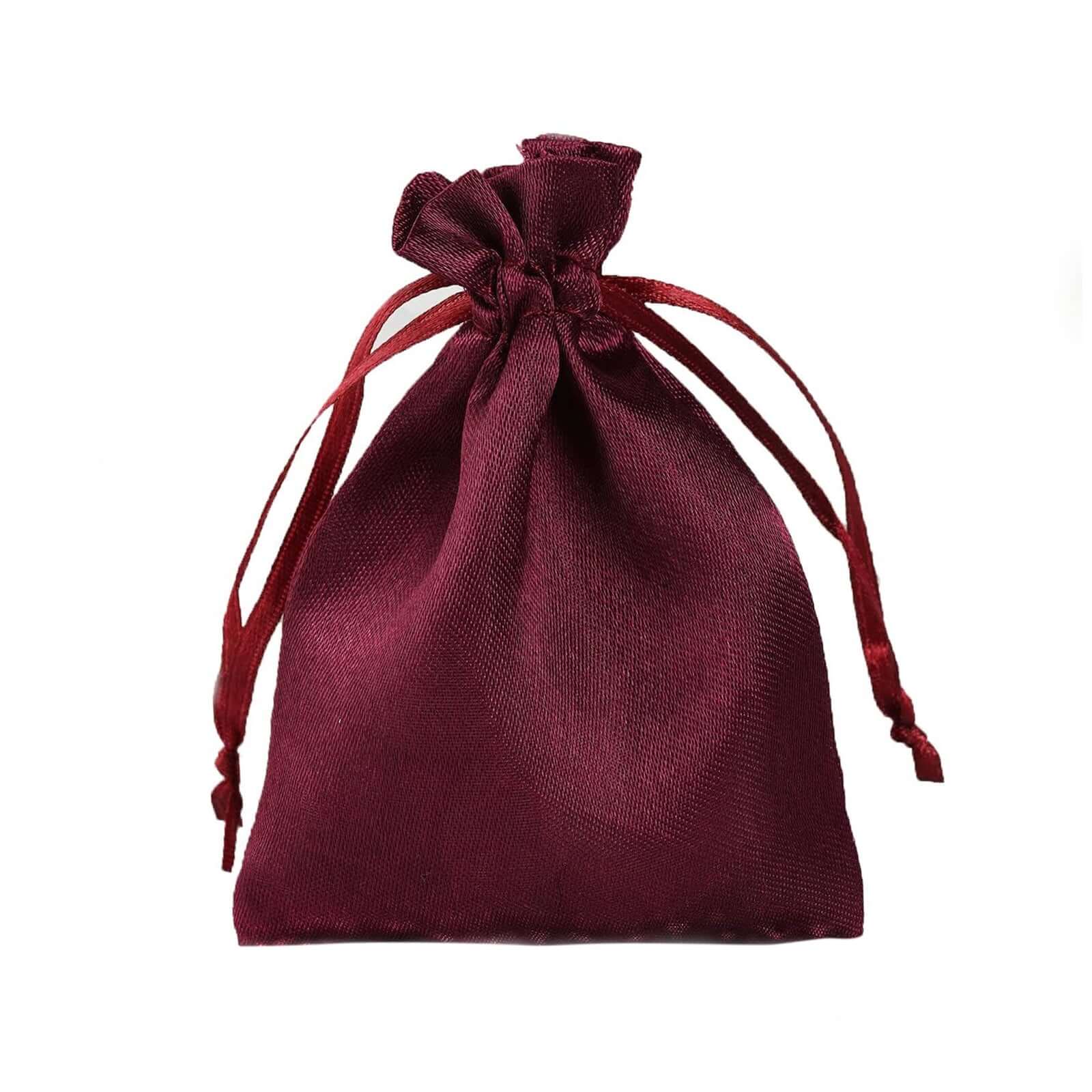 12 Pack 3" Burgundy Satin Drawstring Wedding Party Favor Gift Bags