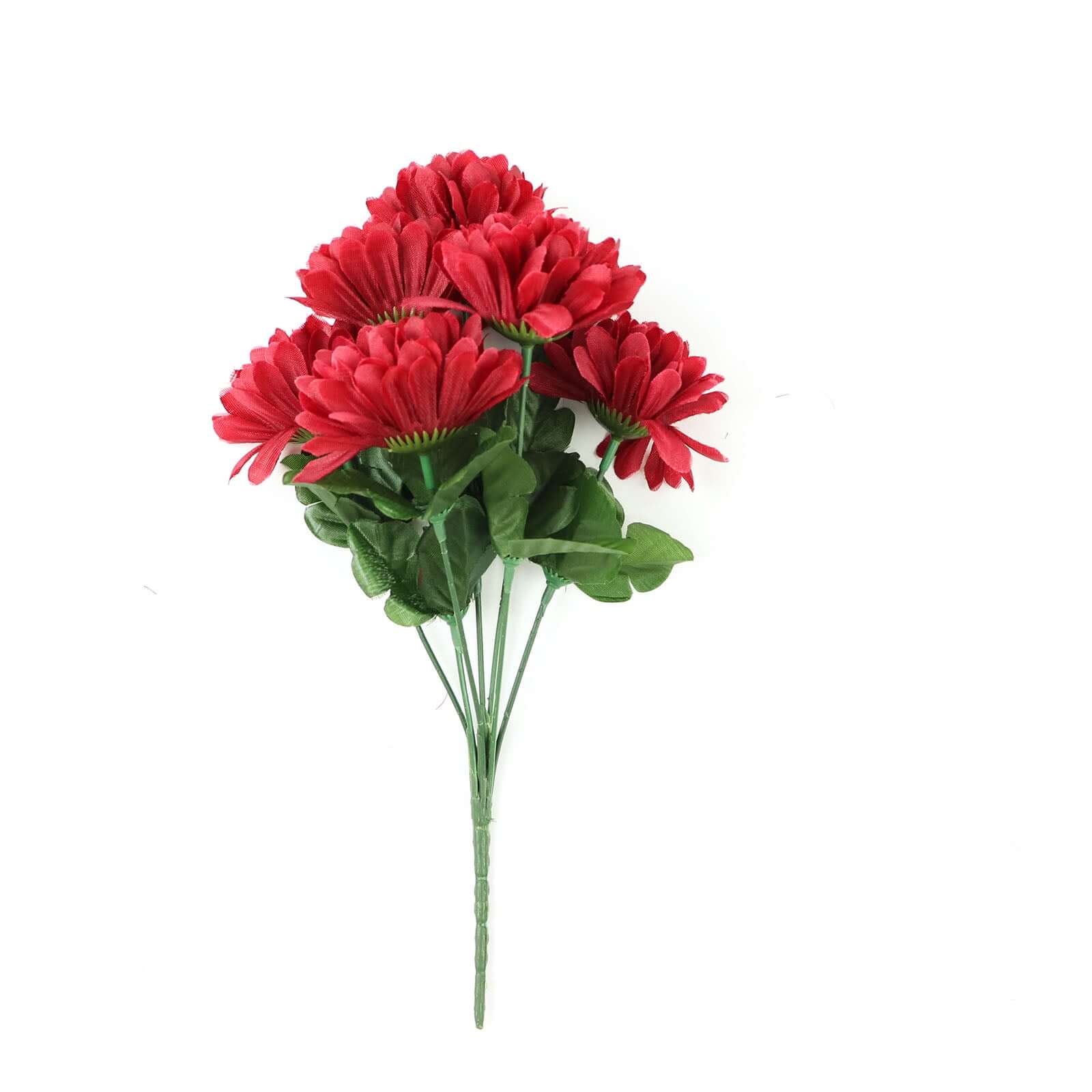 12 Bushes Burgundy Artificial Silk Chrysanthemum Flower Bouquets