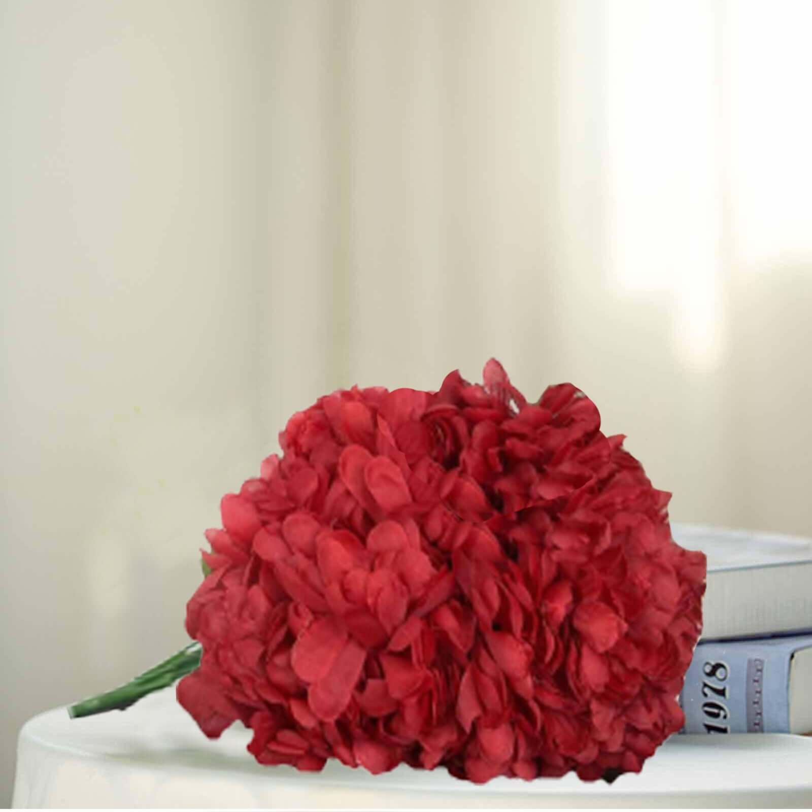 4 Bushes Burgundy Artificial Silk Chrysanthemums 56 Faux Flowers
