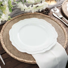 4-Pack Placemats Braided Edge Design Natural Burlap Jute Round - Rustic Farmhouse Style with Trim 15"