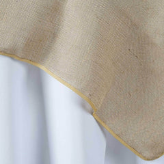 Jute Burlap 60"x60" Table Overlay Square Tablecloth Natural - Rustic Design for Authentic Charm
