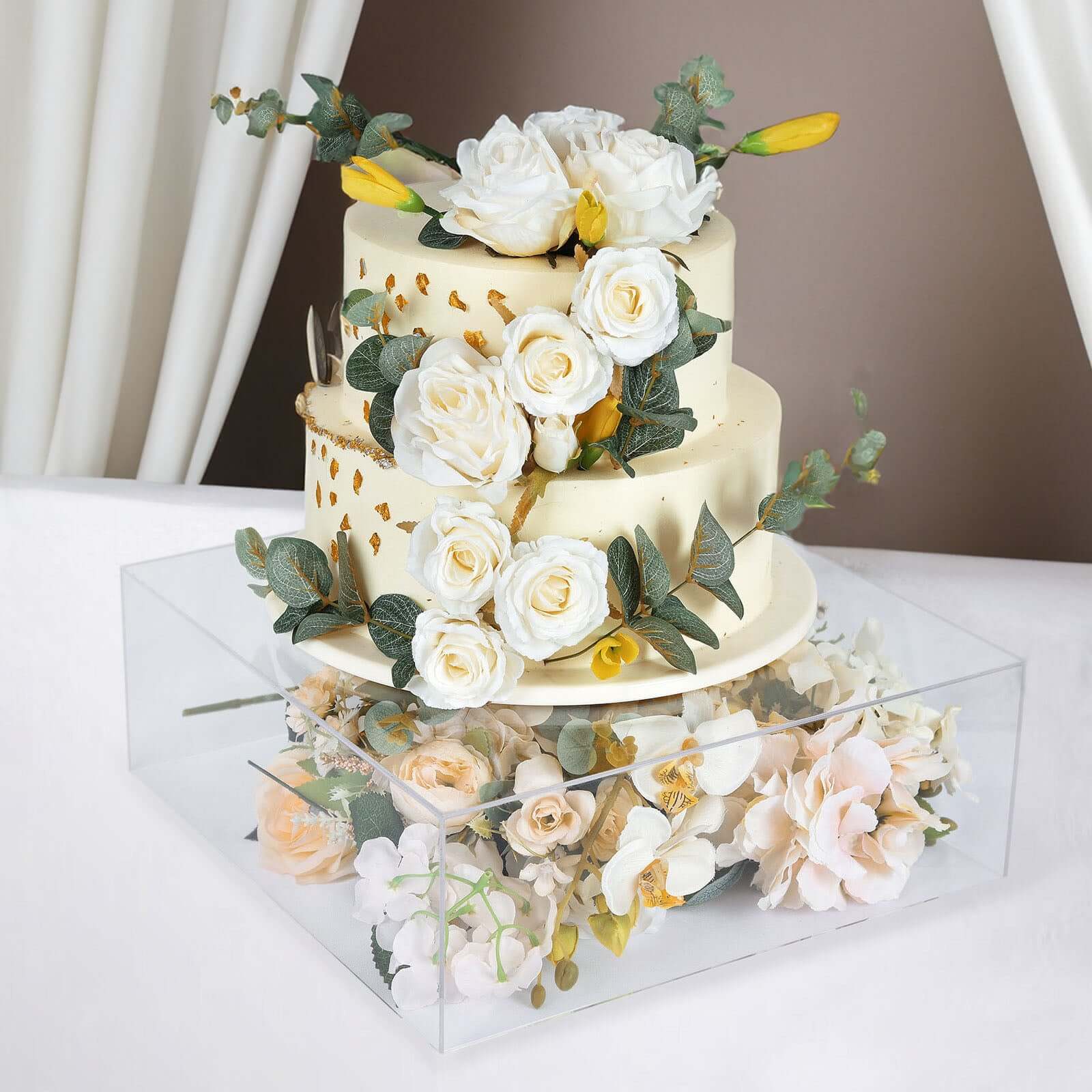 Acrylic Cake Box Stand Pedestal Riser Transparent Clear - Display for Desserts and Events 14"x14"