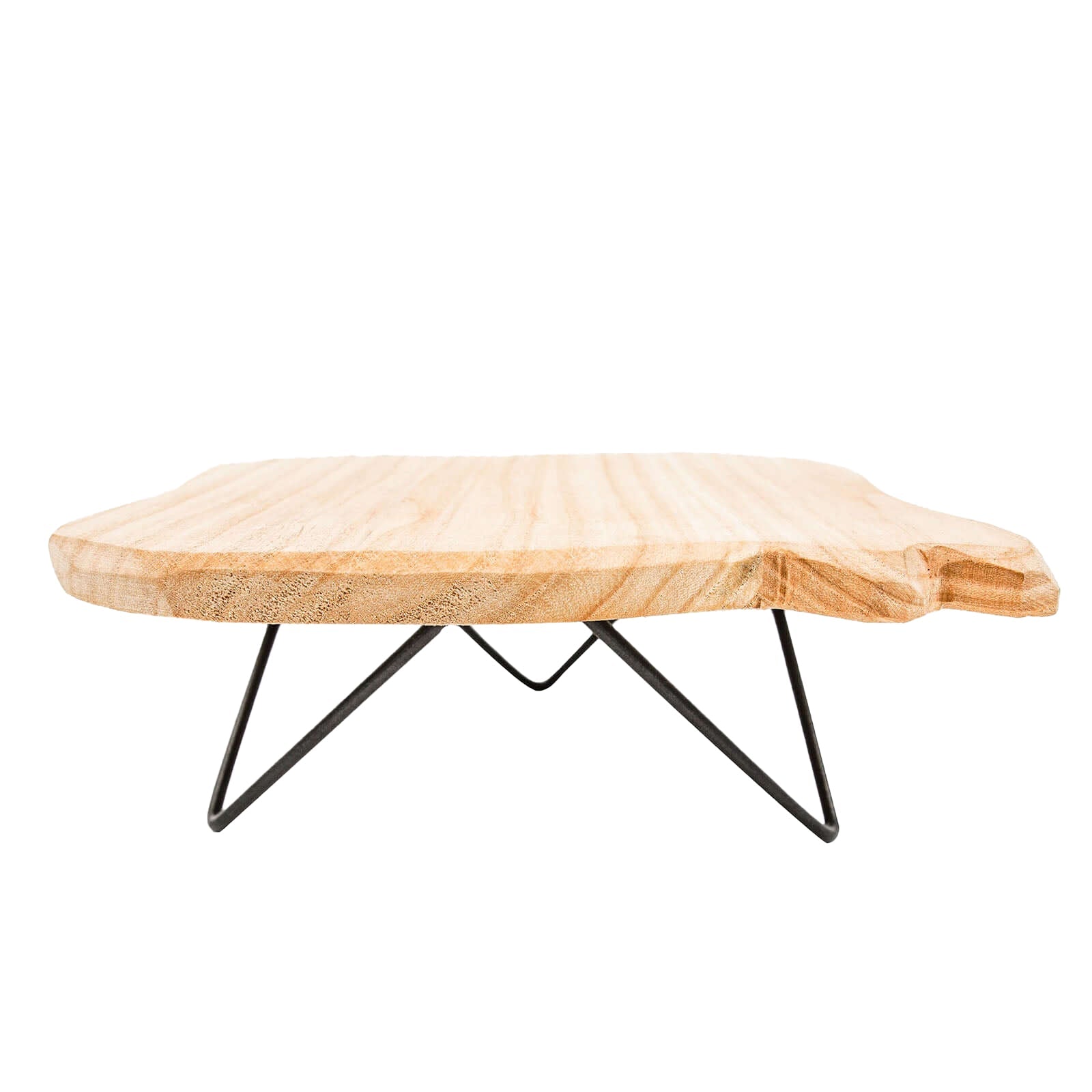 Wooden Cake Cupcake Stand Natural Wood Slice Design - Cheese Board Serving Tray with Hairpin Legs 12" Square