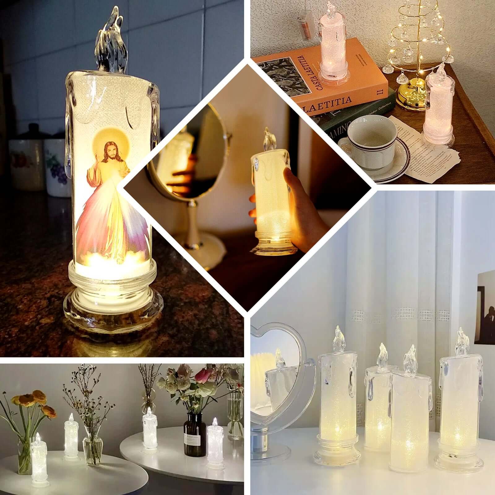 3-Pack LED Flameless Candle Lamp Warm White - Battery Operated Tea Light Candles 7"