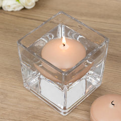 12 Pack 3" Beige Floating Candles, Unscented Dripless Wax Discs for Centerpieces