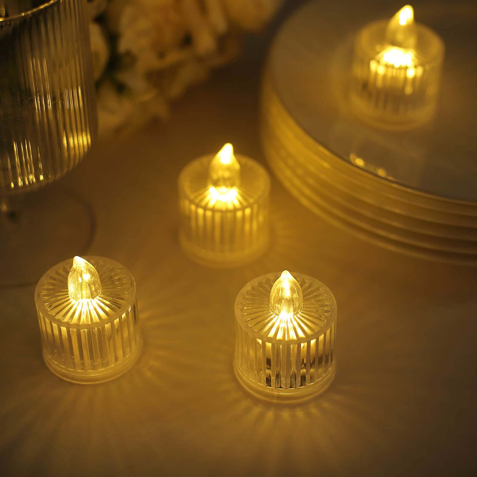 12 Pack Warm White LED Tealight Candles, Flameless Battery-Operated Tea Lights Column Style 2"
