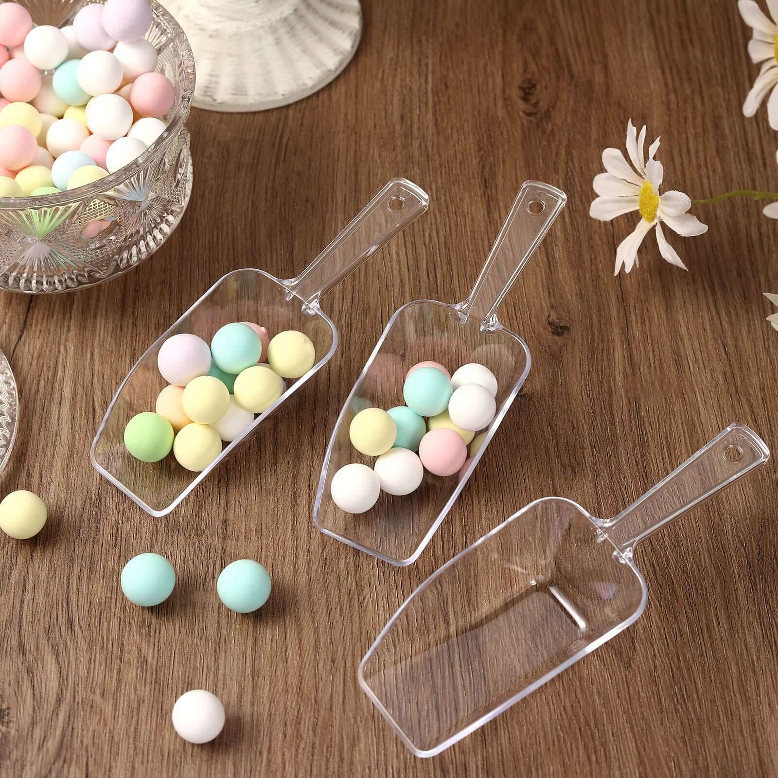 6-Pack Candy Scoops Kitchen Ice Scoop Design Clear - Plastic Disposable Supplies for Bar and Buffet Use 6"